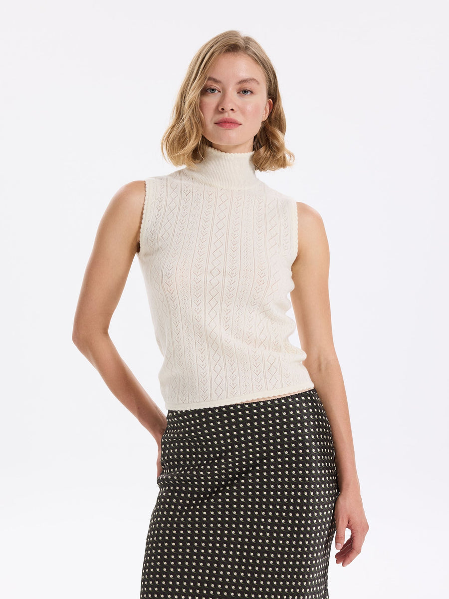 Hearts in a Row Knit Sleeveless Turtleneck