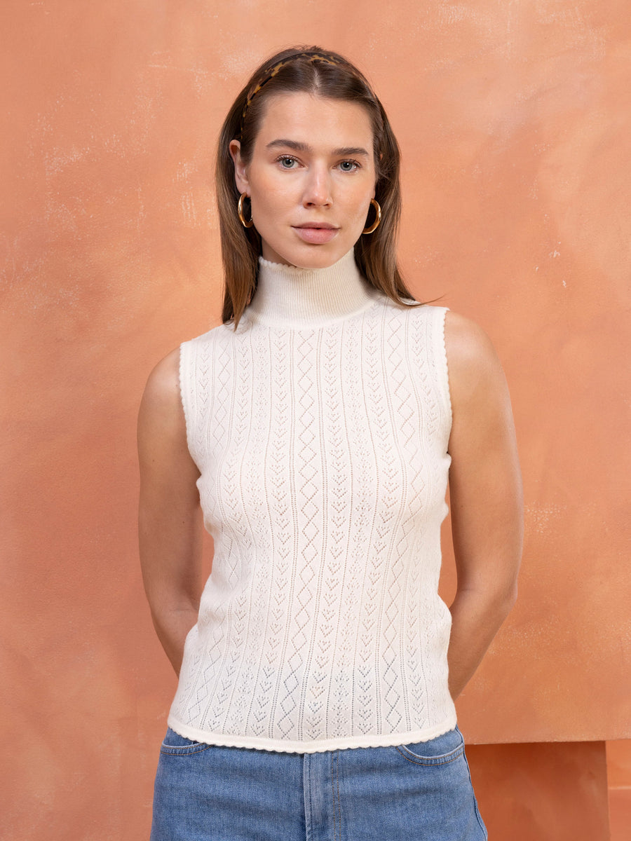 Hearts in a Row Knit Sleeveless Turtleneck