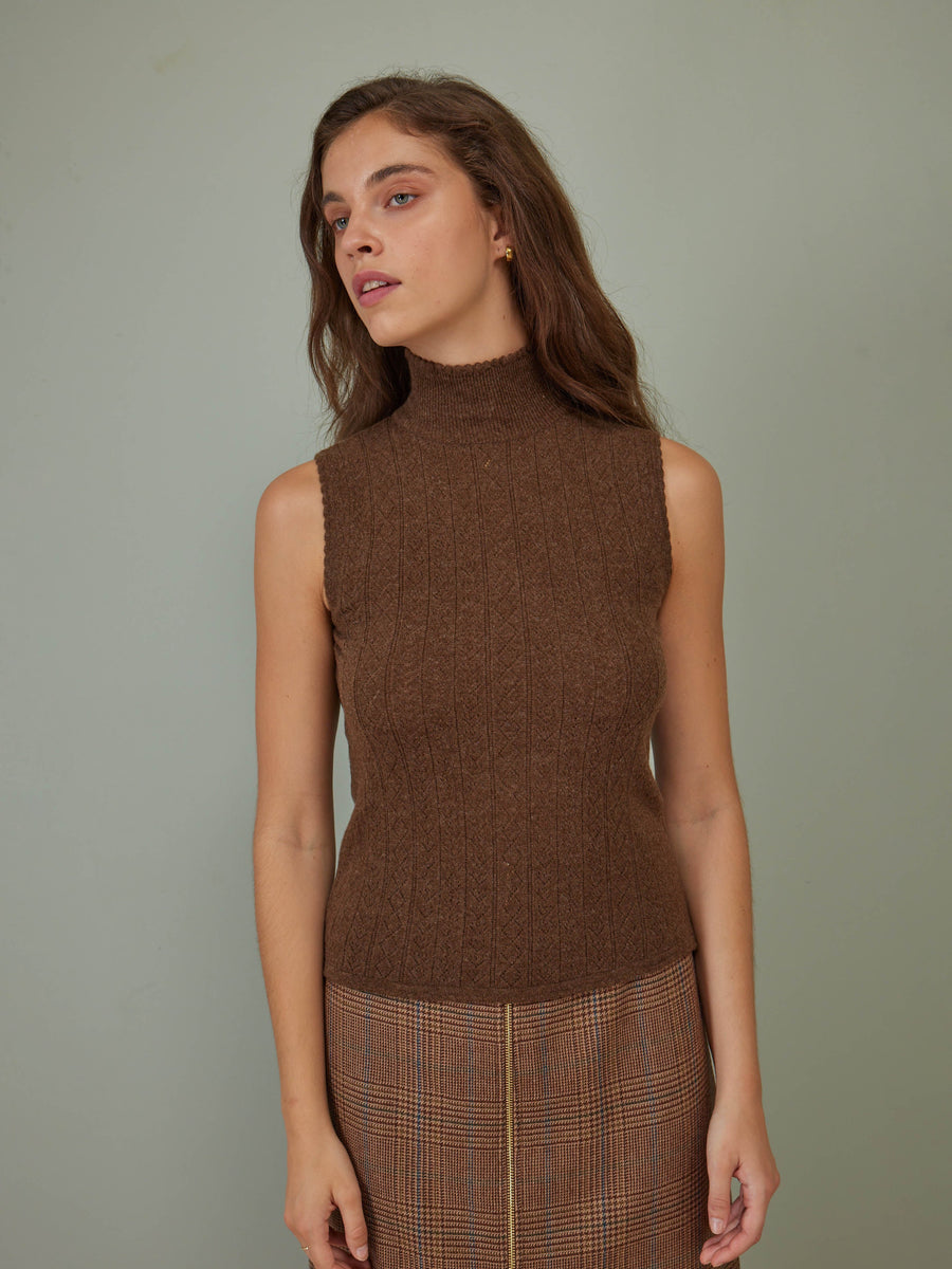 Hearts in a Row Knit Sleeveless Turtleneck