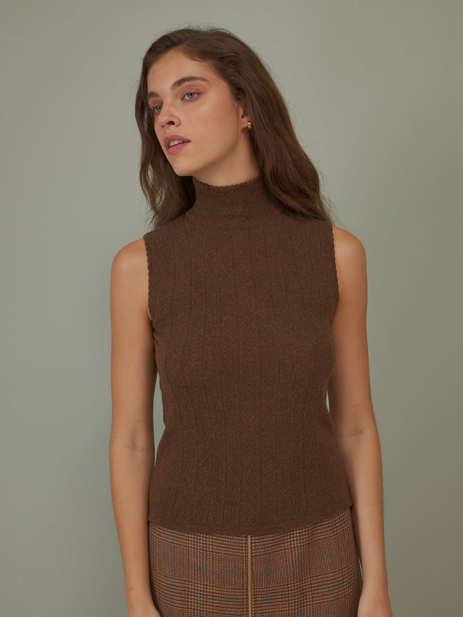 Hearts in a Row Knit Sleeveless Turtleneck