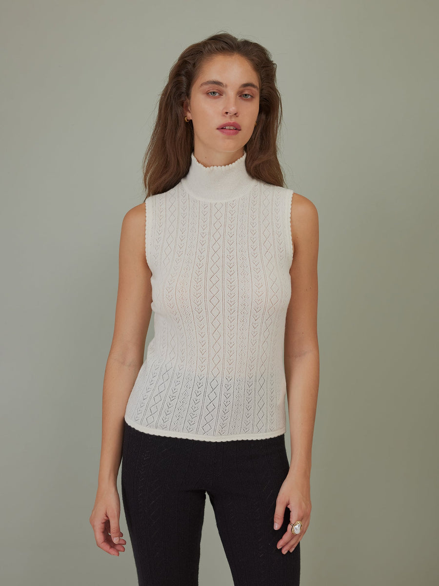 Hearts in a Row Knit Sleeveless Turtleneck