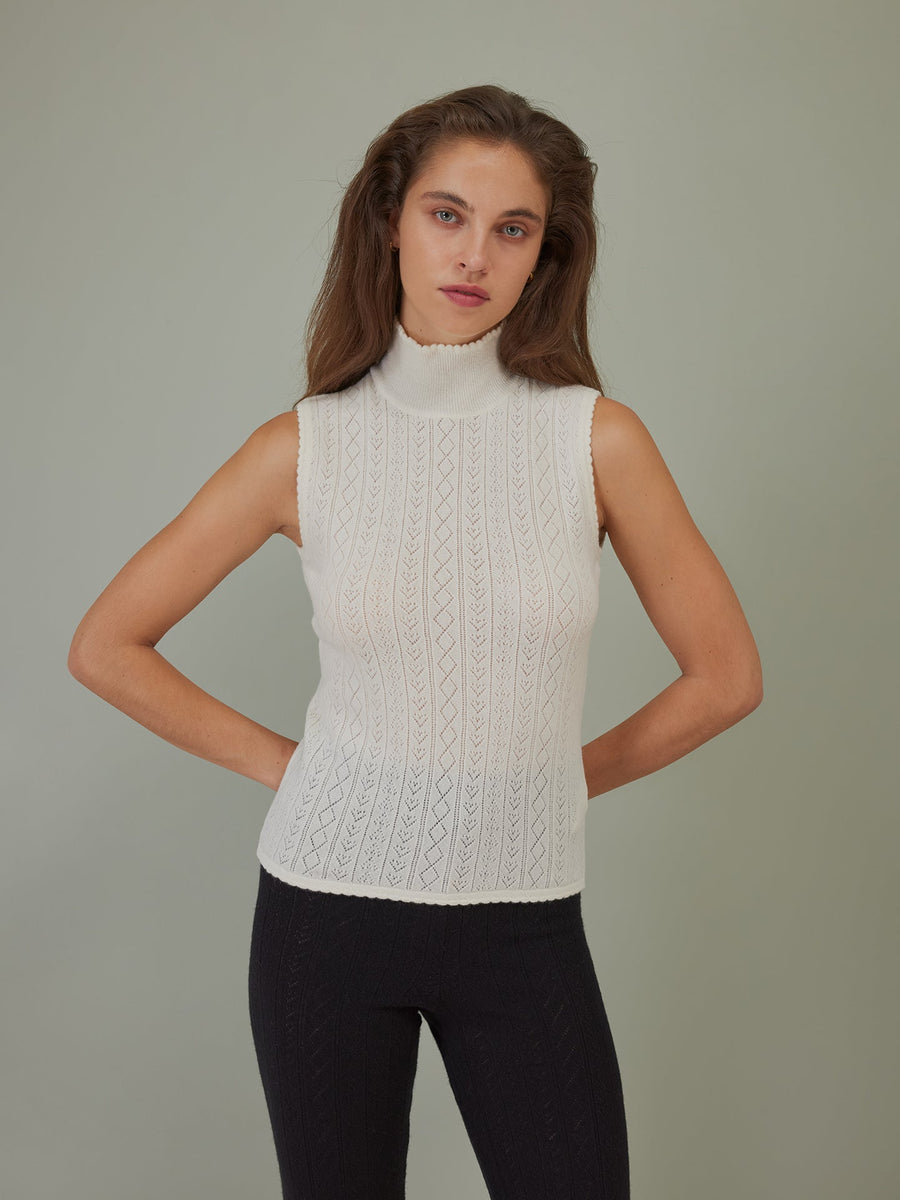 Hearts in a Row Knit Sleeveless Turtleneck