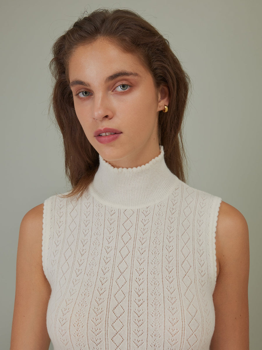 Hearts in a Row Knit Sleeveless Turtleneck