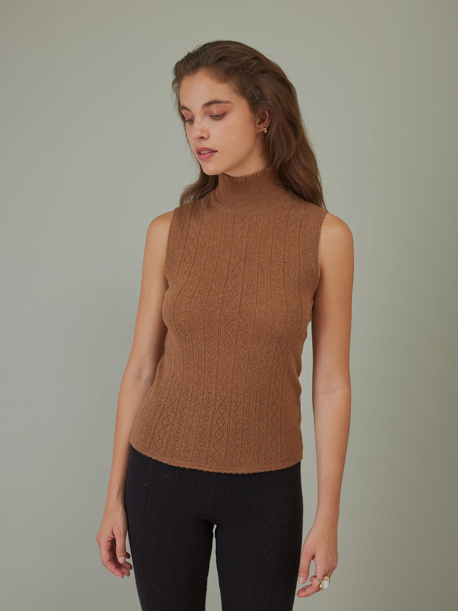 Hearts in a Row Knit Sleeveless Turtleneck