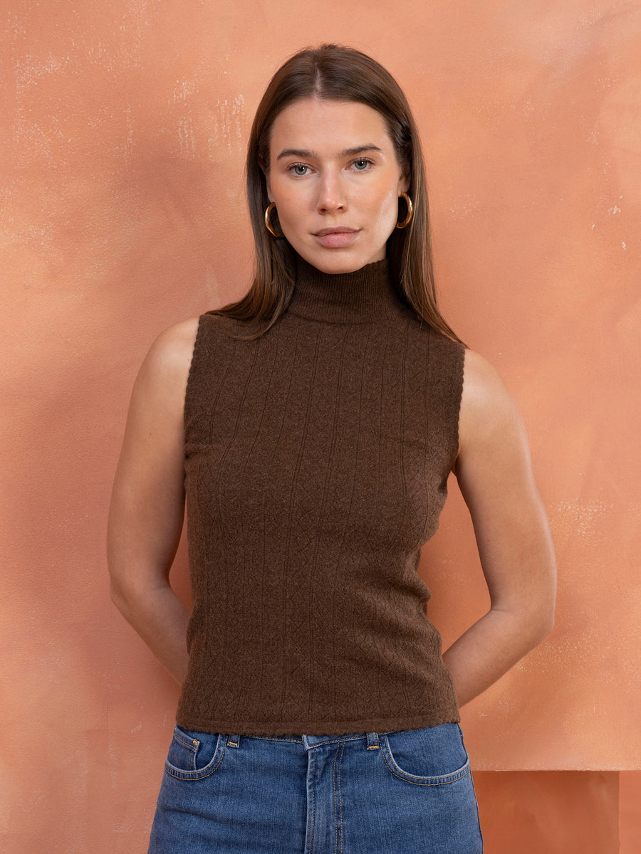 Hearts in a Row Knit Sleeveless Turtleneck