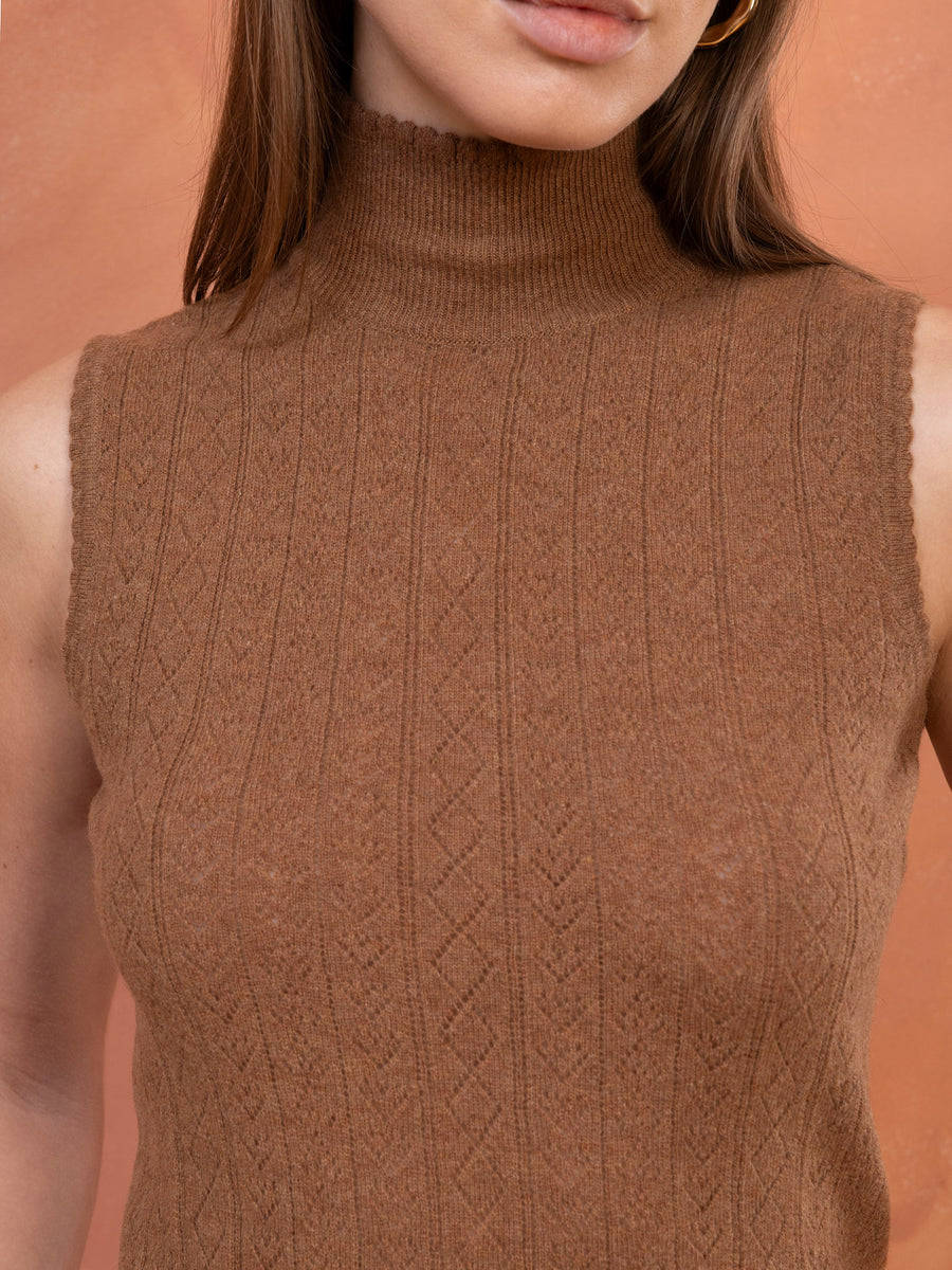 Hearts in a Row Knit Sleeveless Turtleneck