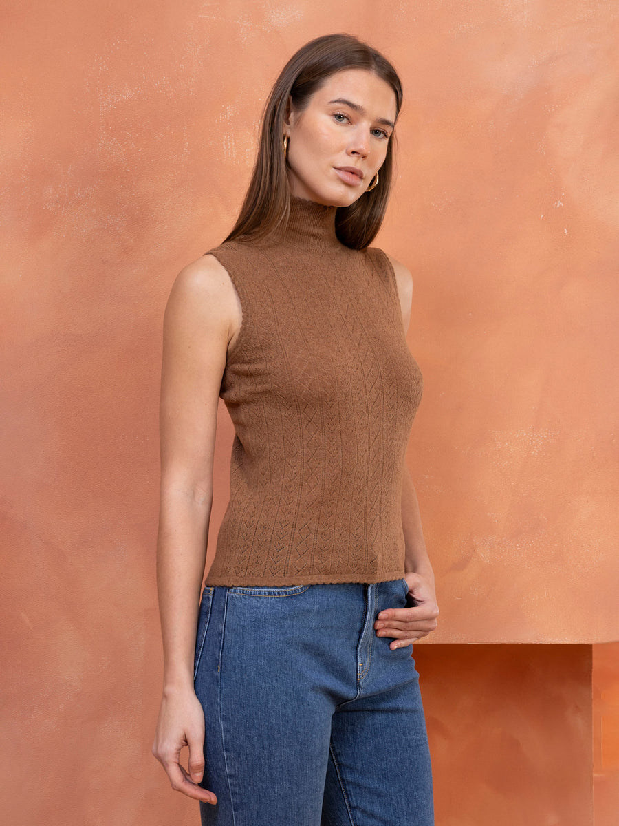 Hearts in a Row Knit Sleeveless Turtleneck