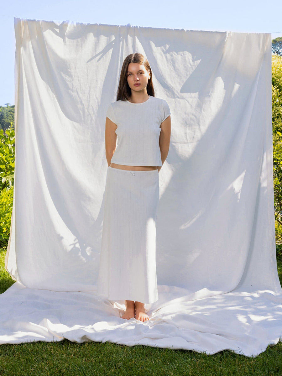 Hearts in a Row Organic Cotton Midi Skirt