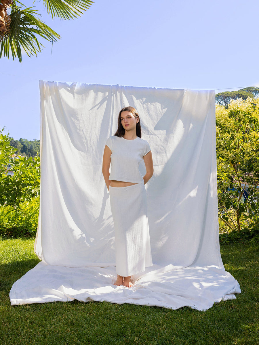 Hearts in a Row Organic Cotton Midi Skirt