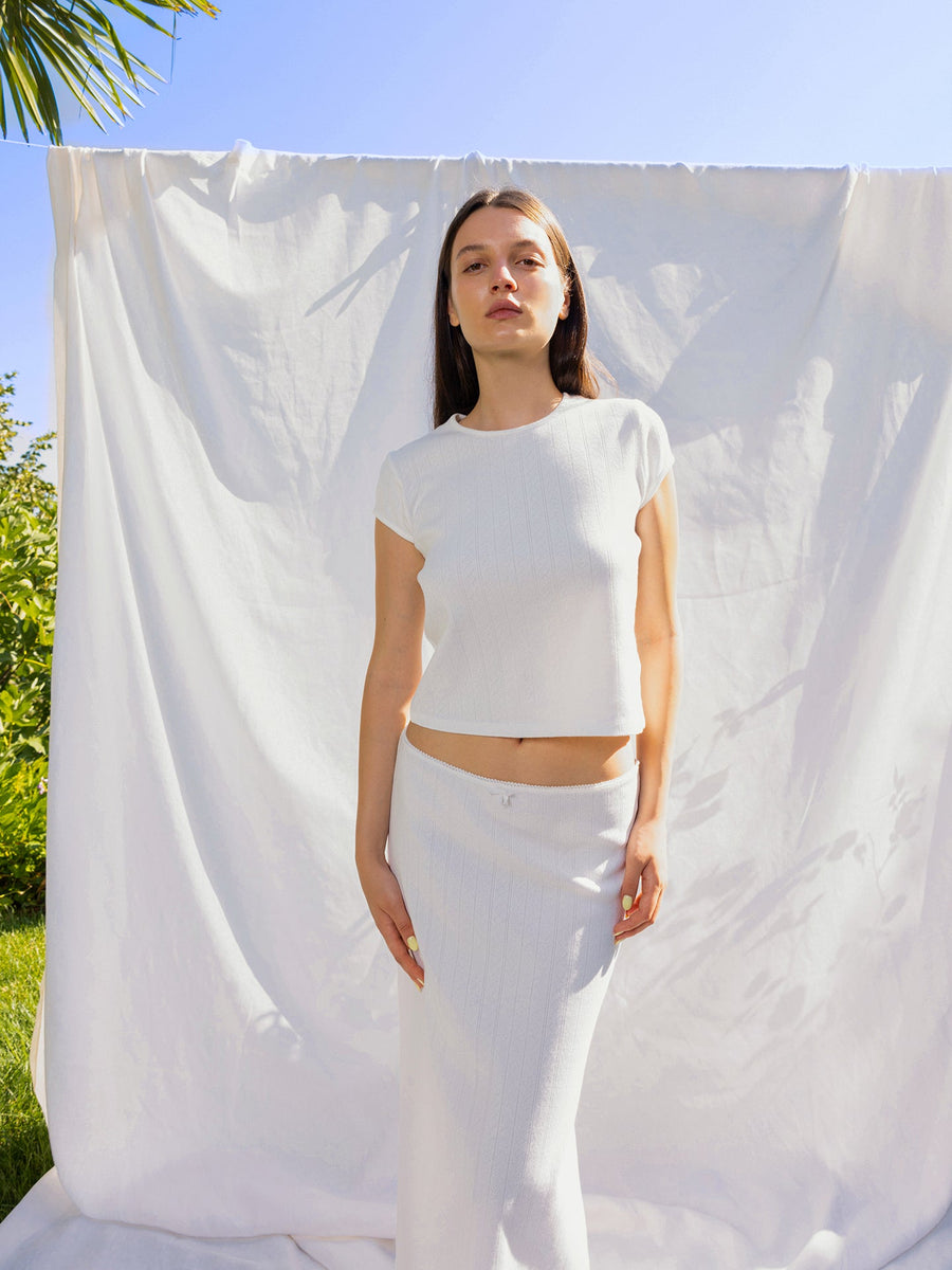 Hearts in a Row Organic Cotton Midi Skirt